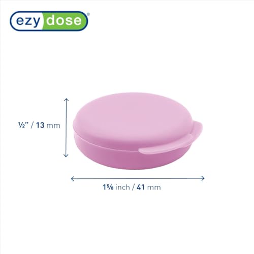 EZY DOSE Daily Round, Portable On-The-Go Pocket Pharmacy, Pill Box, Organizer and Vitamin Containers, Snap Shut Lids, Perfect For Traveling, Colors May Vary, 2 Pack, BPA Free