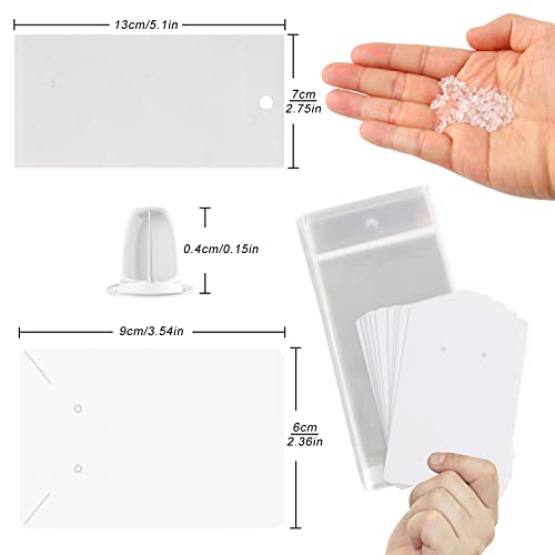 100pcs Earring Display Card,White Necklace Display Card Holder with Seal Bags and Earring Stud Backs for Jewelry Making Packaging