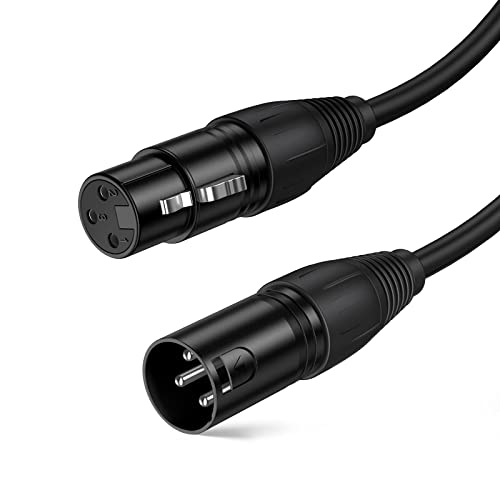 XLR Microphone Cable, 6 FT XLR Male to XLR Female Balanced 3 PIN Mic Cables, Black