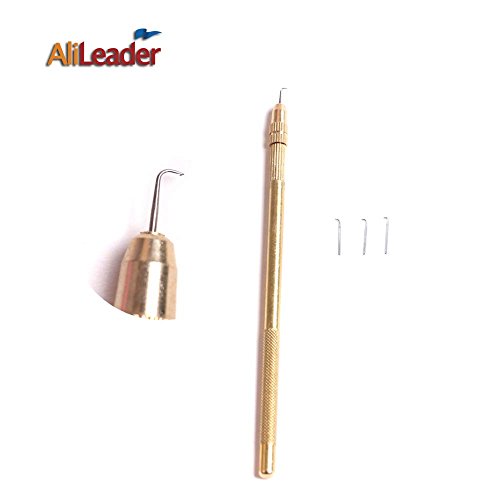 Ventilating Needle for Lace Wig - Brass Ventilating Holder and 4 Different Size Stainless Steel Needles (1-1, 1-2, 2-3, 3-4) for Make/Repair Lace Wig