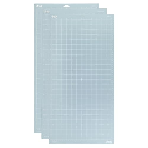 LightGrip Cutting Mats 12in x 24in, Reusable Cutting Mats for Crafts with Protective Film, Use with Printer Paper, Vellum, Light Cardstock & More for Explore & Maker (3 Count), Blue