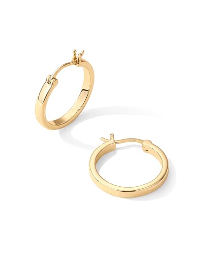 14K Yellow Gold Plated 925 Sterling Silver Post Lightweight Hoops | 20mm | Yellow Gold Hoop Earrings for Women