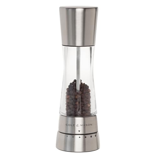 COLE &amp; MASON Derwent Pepper Grinder - Stainless Steel Mill Includes Gourmet Precision Mechanism and Premium Peppercorns