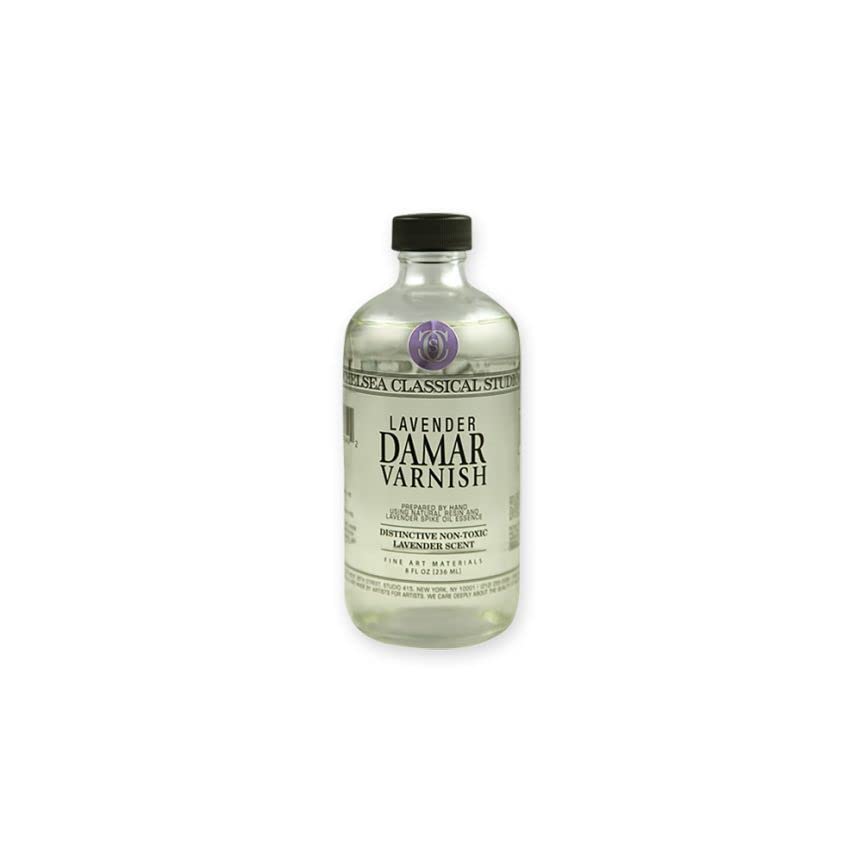 Medium Lavender Damar Varnish - Used for Increasing Glossiness, Decrese Drying Time, Create a Retouch Varnish or Final Varnish - [8 oz. Bottle]