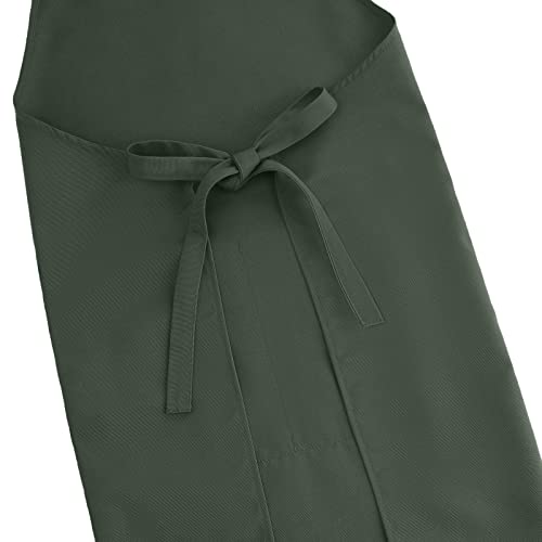 Apron for Men Women with Adjustable Straps and Large Pockets, Canvas Cotton Cooking Kitchen Chef Bib Aprons Waterproof Green