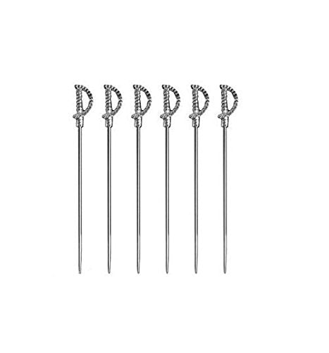 MP-5 Miniature Sword Martini Picks (Set Of 6), 7 x 6 x 1, Metallic