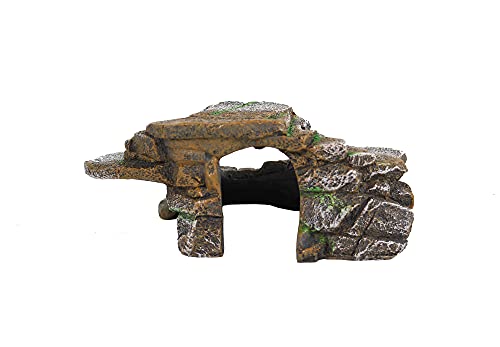 PENN-PLAX Reptology Shale Scape Step Ledge & Cave Hideout – Basking Area - Decorative Resin for Aquariums & Terrariums – Great for Reptiles, Amphibians, and Fish – Medium
