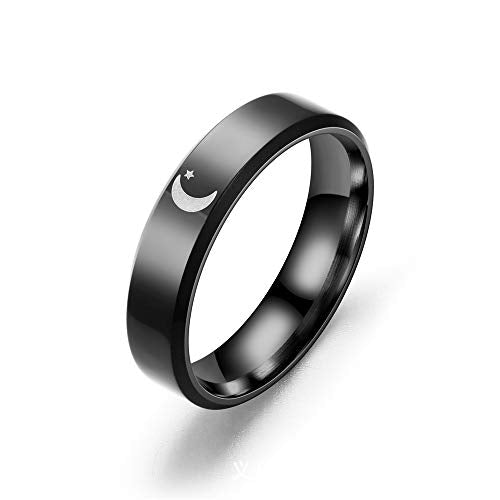 Danity Matching Ring Moon Sun Ring Knuckle Ring Finger Ring Chic Ring for Couple Women Girls (Black)