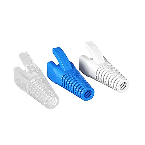 100pcs RJ45 Cat7 Cat8 Cat6a Cat6 Cat5 Connectors Caps Covers Ethernet Cable Plug Strain Relief Boots OD 5.5-7.5mm Blue