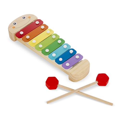 Melissa & Doug Caterpillar Xylophone Musical Toy With Wooden Mallets 15.25 x 6.5 x 1.5 - For Toddlers,Ages 3+,Blue