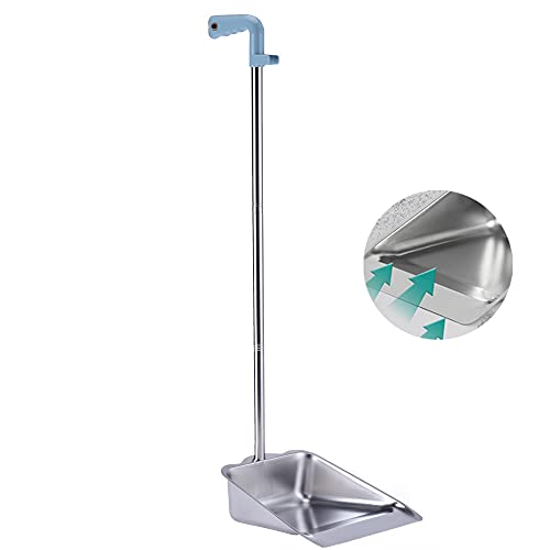 YONILL Dust Pans with Long Handle - Metal Upright Dustp