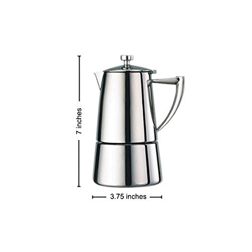 Roma 4-cup Stainless Steel Stovetop Moka Espresso Maker