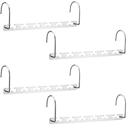 Space Saving Hangers Metal Clothes Hangers 6X2 Slots Magic Hanger Cascading Hanger Updated Hook Design Closet Organizer Hanger (Pack of 4)