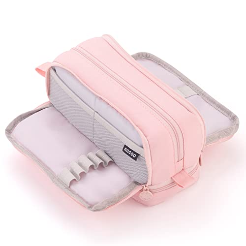 Large Capacity Pen Pencil Case with 4 Compartments, Multi-Slot Pencil Pouch Bag Aesthetic School Supplies Organizer for Teen Girls, Women, Adults (Pink)