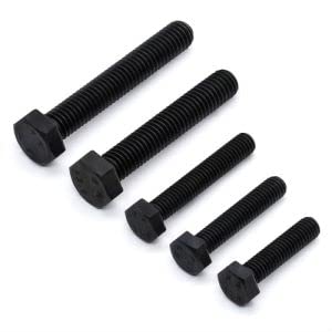 M10-1.5 x 35mm (10 Pcs) Black Hex Bolt, Black Hex Head Screws Bolts, Alloy Steel, Grade 12.9, Black Oxide Finish, Fully Threaded, Standard DIn933
