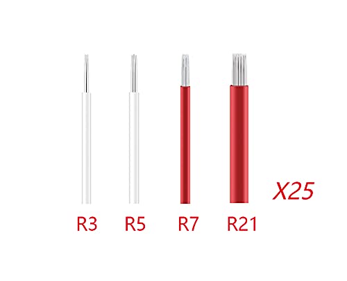 Semi-Permanent Makeup Round Microblade Needles Manual Fog Needle Eyebrow Tattoo Needle 4 Different Types R3 R5 R7 R21 Pack of 100