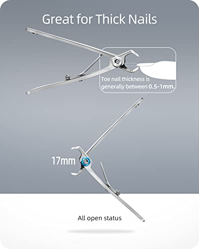 Toenail Clippers for Thick Nails, 17mm Wide Jaw Opening Extra Large Toenail Clippers for Seniors Thick Toenails or Tough Fingernail, Heavy Duty Thick Toenail Clippers for Men, Women, Adult