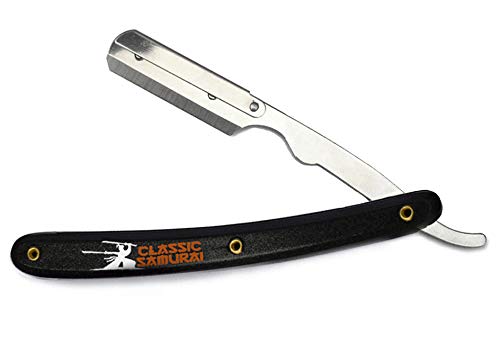 Stainless Steel Professional Barber Straight Edge Razor with 100 Count Derby Single Edge Razor Blades (Black)