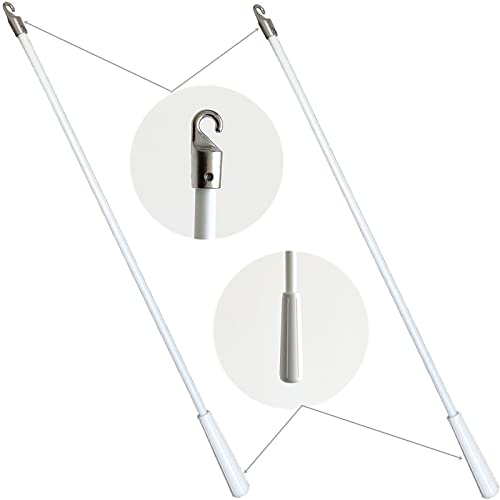 2pcs 35.5inch 900mm Length Drapery Wand Curtain Pull Rod Fiberglass Material Blind Wand Vertical Blinds Rod with Hook Blind Opener Stick Tilt Rod