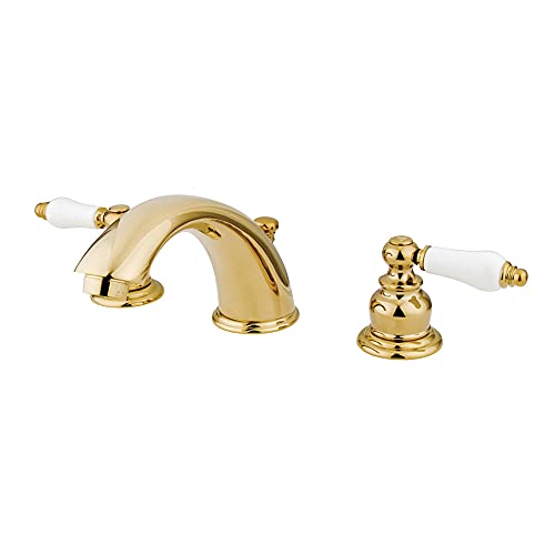 KB972B Victorian Widespread Bathroom Faucet, 8-Inch Adjustable Center, Polished Brass