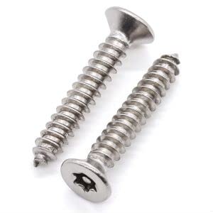 Glvaner M3 x 25mm (100 pcs) Flat Countersunk Head Torx Security Sheet Metal Screws, 304 Stainless Steel 18-8 Tamper Resistant Self Tapping Screws, Anti-Theft Tamper Proof Wood Screws with Bit T10