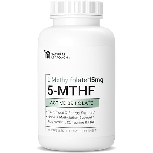 L-Methylfolate 15mg plus Methyl B12, D3, Taurine & NAC | 5-MTHF (Bioactive B9) Premium-Grade | Methylated Vitamins to Support Mood, Nerve Health & Methylation* | Methylfolate Supplement | 60 Capsules