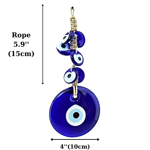 4 Glass Blue Evil Eye Wall Hanging Ornament with 6 Mini Beads - Turkish Handmade Nazar Amulet - Door Hanging for Home Protection Charm - Evil Eye Wall Decor Amulet in a Box