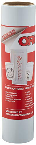 12.125 x 10ft Roll of Oracal 651 White Craft Vinyl - On a 2.5 Core - Adhesive Vinyl for Cricut, Silhouette, and Cameo Cutters - Gloss Finish - Outdoor and Permanent