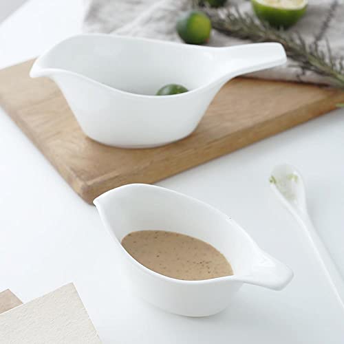 2pcs Bird-Shaped Pure White Porcelain Easy Pour Gravy Sauce Boat Creamer Pitcher. 5 Oz
