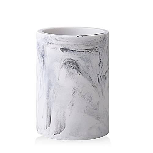 zccz Toothbrush Holder for Bathroom Marble Look, Electric Toothbrush and Toothpaste Holder, Organizer Makeup Brushes Razor Holder, Stand Cup, White Marble Look Toothbrush Cup