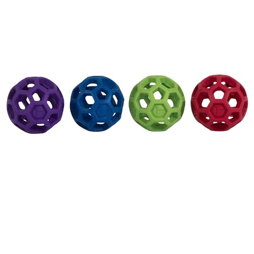 Hol-ee Roller Dog Toy Puzzle Ball, Natural Rubber, Mini (1.75 Inch Diameter), Colors May Vary