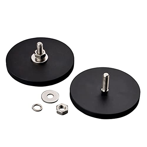 MUTUACTOR 2Pack 105lb Anti-Scratch Neodymium Rubber Coated Magnet for Off-Road Vehicle Lighting,Strong Magnetic Base with M8 Male Thread for Led Working/Signal Lights,Antenna