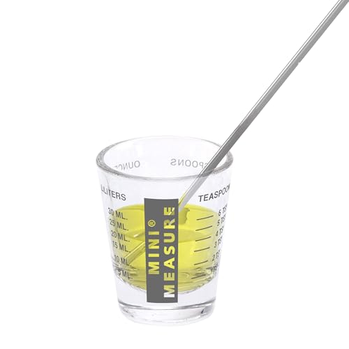 Mini Measure Heavy Glass, 20-Incremental Measurements Multi-Purpose Liquid and Dry Measuring Shot Glass, Black