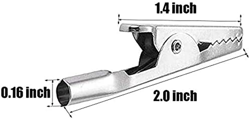 Alligator Clip Spring Clamps 51mm/2inch test line Crocodile Clip Silver Tone Alligator Clips Nickel Plated Crocodile Clamps, used in laboratory electric testing work and Cable Lead Clip 40Pcs