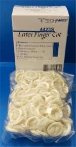 DUKAL TECH-MED Latex Finger Cots Covers Condoms White S