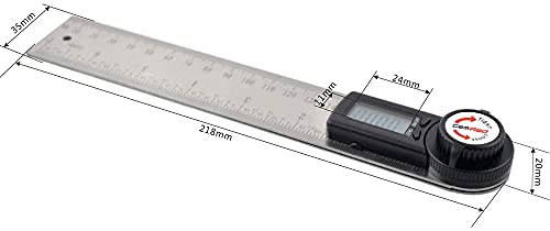 82305 Digital Angle Finder Protractor Stainless steel 7inch 200mm (Black Button)