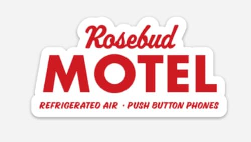 Schitt Swag Creek Large Magnet - Rosebud Hotel Logo - 6.7 by 3.3 - David, Alexis, Johnny & Moira - Perfect for The Refrigerator, Dorm, Garage, Locker, Vehicle and More! (Large 6.7 by 3.3)