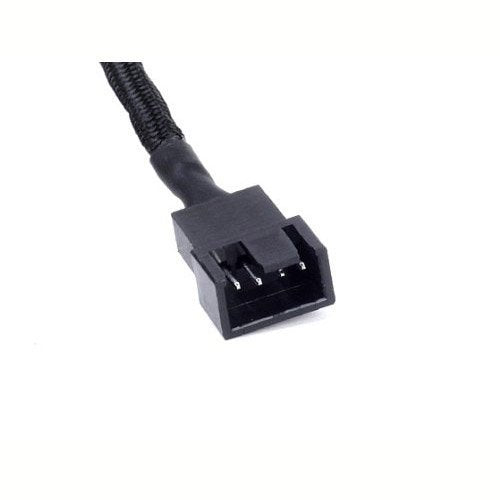 All Black Sleeved PWM Fan Splitter Cable 1 to 2 Converter, 2 Pack