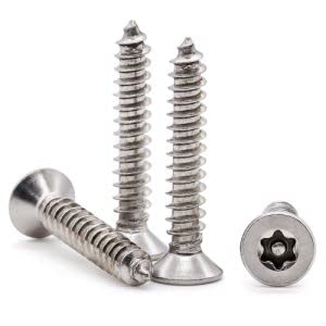 Glvaner M5 x 30mm (50 pcs) Flat Countersunk Head Torx Security Sheet Metal Screws, 304 Stainless Steel 18-8 Tamper Resistant Self Tapping Screws, Anti-Theft Tamper Proof Wood Screws with Bit T25