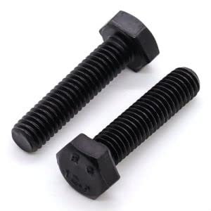 M10-1.5 x 35mm (10 Pcs) Black Hex Bolt, Black Hex Head Screws Bolts, Alloy Steel, Grade 12.9, Black Oxide Finish, Fully Threaded, Standard DIn933