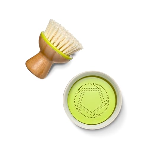 Full Circle, Green Bubble Up Bamboo Dish Brush, White, 