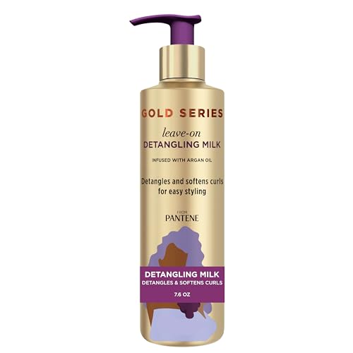 Gold Series Detangling Milk Hair Treatment for Curly Hair, Natural and Textured Hair, 7.6 Fl Oz Leave-On Hair Detangler Infused with Rich Argan Oil, Dye and Sulfate Free Formula