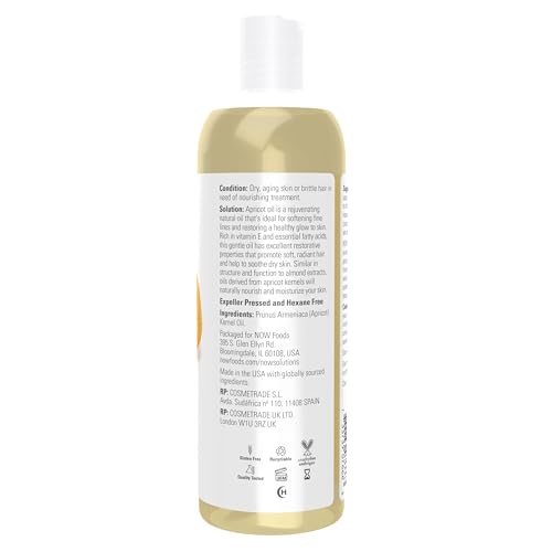 Solutions, Apricot Kernel Oil, Hair Moisturizer, Rejuvenating Skin Oil, Softens Fine Lines, 16-Ounce