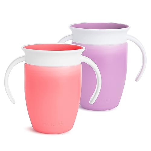® Miracle® 360 Trainer Sippy Cup with Handles, Spill Proof, 7 Ounce, 2 Pack, Pink/Purple