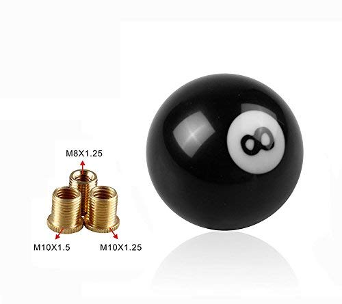Shift Knob Manual Gear Shift Lever Round Ball 8 Ball Unviersal 4 5 6 Speed with 3 Adapters Black