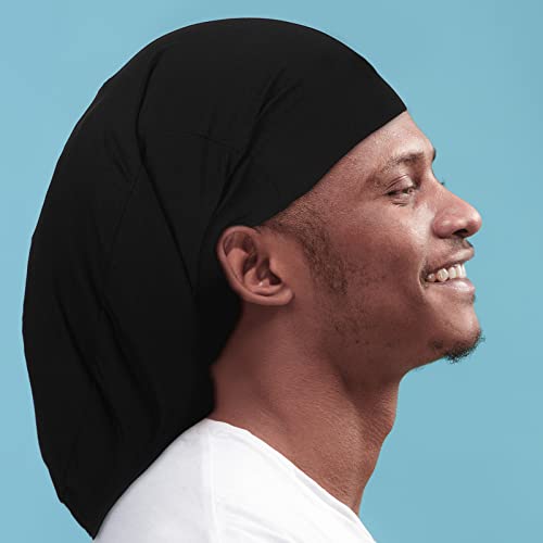 4 Pieces Unisex Dreadlock Cap Long Hair Dreads Head Wrap Sleeping Cap Hair Accessories Sleep Bonnet for Men Women (Black, White, Blue, Gray)