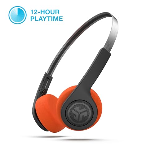 Rewind Wireless Retro Headphones, Black, Bluetooth 4.2, 14 Hours Playtime, Custom EQ3 Sound, Music Controls, Noise Isolation, with Microphone, Throwback 80's/ 90's Design