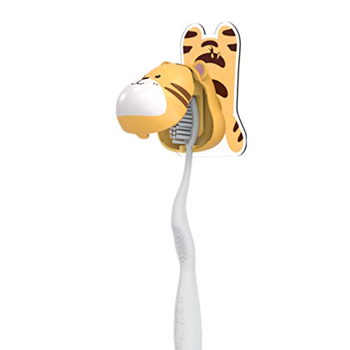 Toothbrush Holder Wall Mounted, Animal Kids Toothbrush Holder (Yellow Tiger)