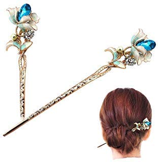 Chinese Hair Chopstick Hair Decor flower Hair Pin Hair Clip Metal Hair Stick