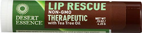 , Theraputic Tea Tree Oil Lip Rescue 0.35 oz. - Gluten Free - Vegan - Cruelty Free - Tea Tree Oil, Aloe &amp; Vitamin E - Relieves Dry Cracked Lips While Cooling